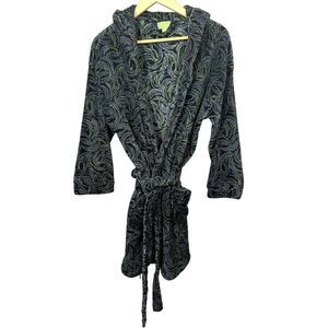 VERA BRADLEY Women's Dot Print Tie Front Hooded Robe Black Size Small/Medium